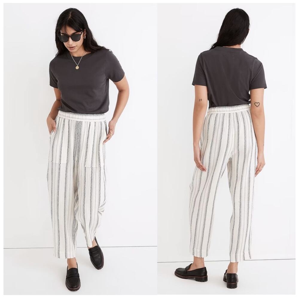 Madewell Lightspun Balloon Pants Stripe Pull On Cotton XXS - Picture 1 of 10